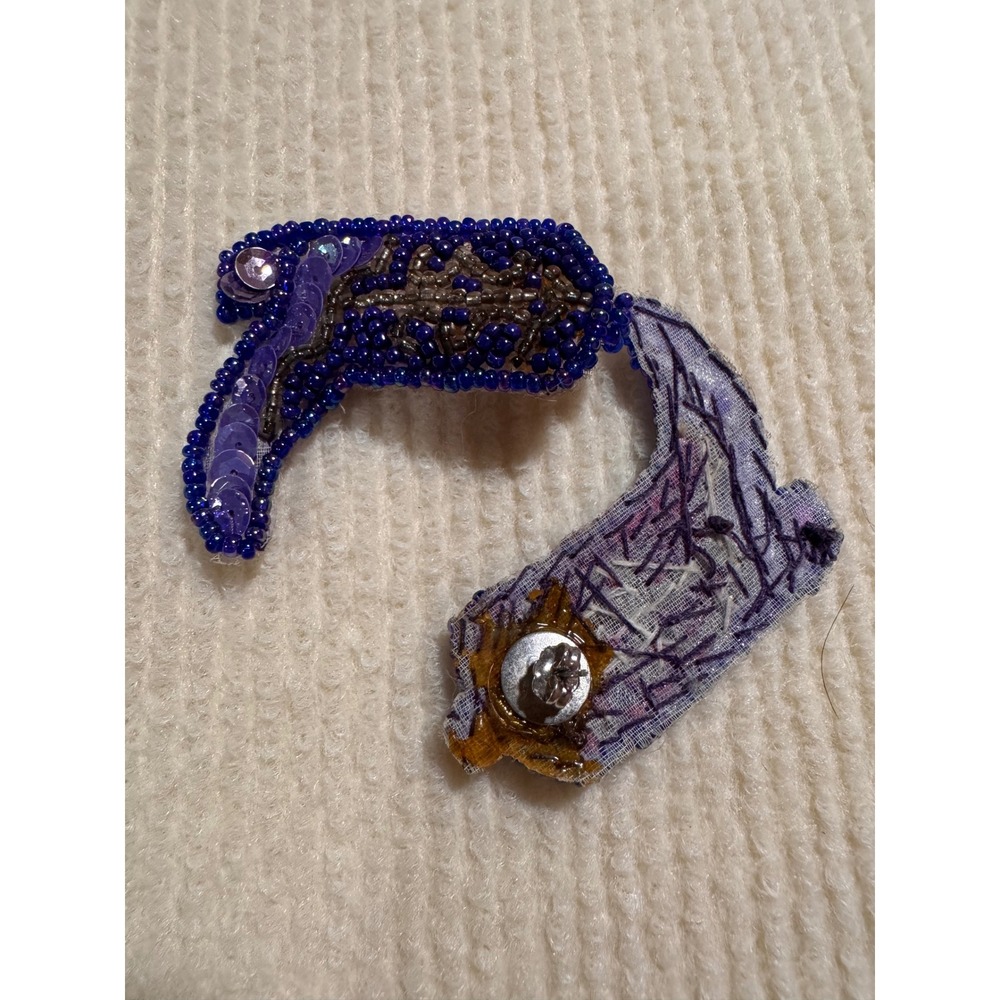 Handmade Purple Beaded Cowboy Boot Earrings Western Sequin Statement Studs - Picture 2 of 2